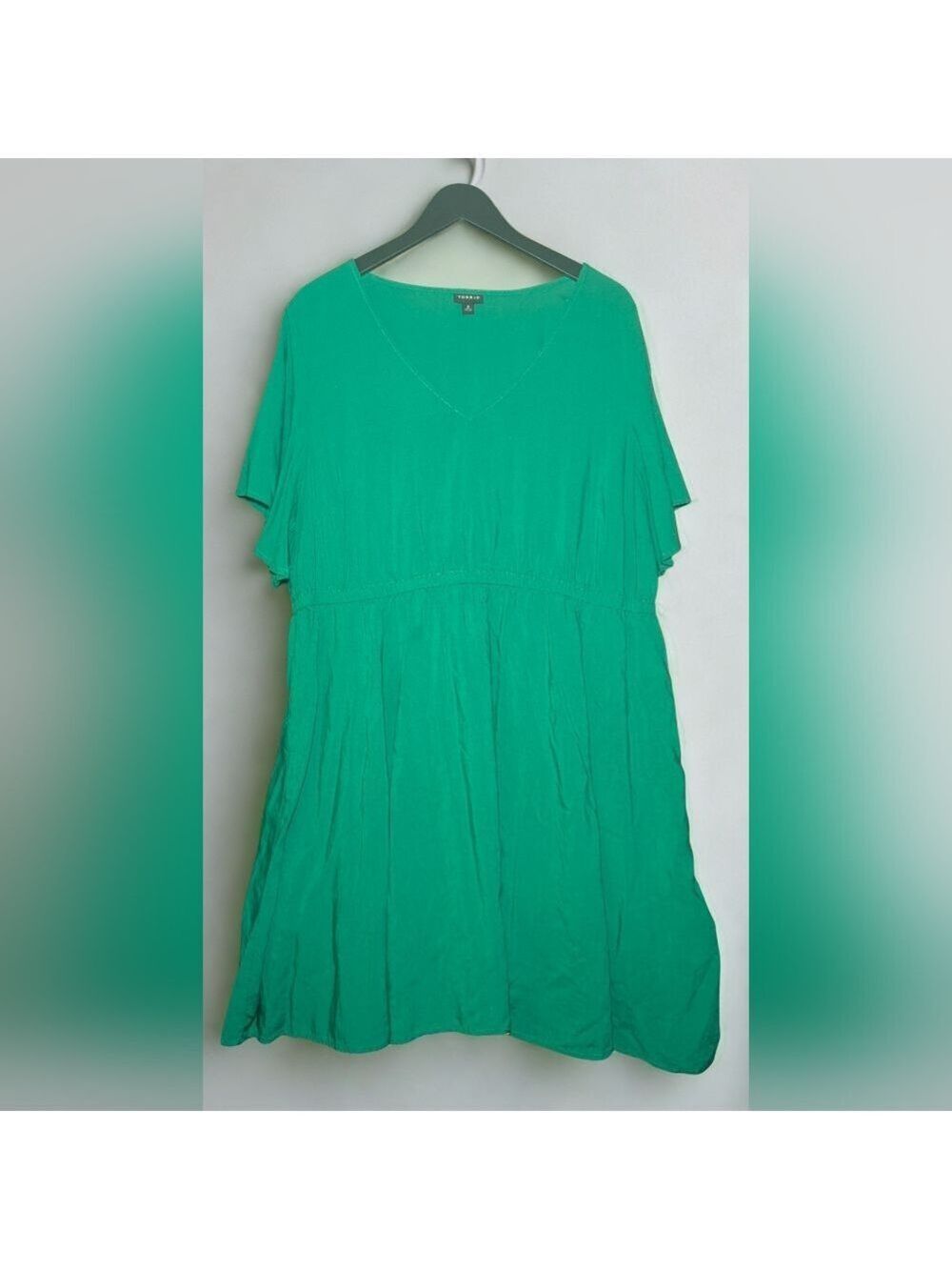 Torrid Green V Neck Short Sleeve Midi Dress Plus Size 3X
